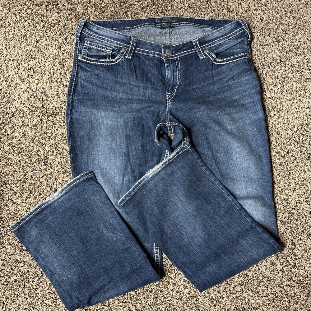 Silver Jeans Co. Jeans Womens 38x33 Dark Wash Pioneer Flap Bootcut Embroidered
